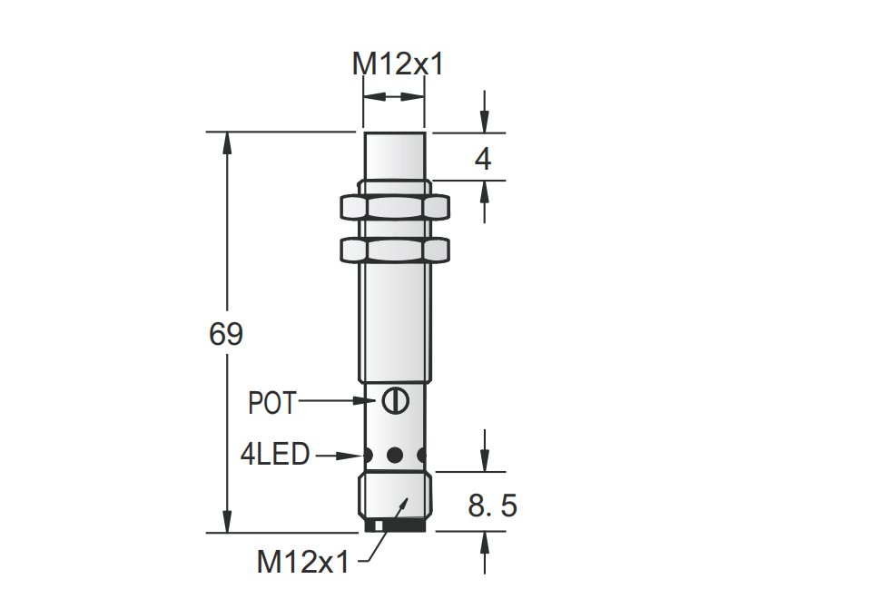 M12金屬電容式接近傳感器-非齊平