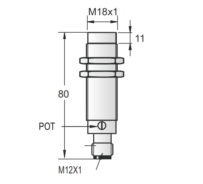 M18金屬電容式傳感器-非齊平插件式