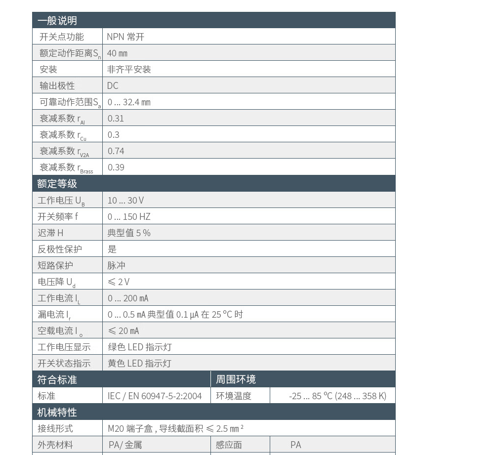 凱基特電感式接近開(kāi)關(guān)/傳感器(194777) NBN40-U1-E0